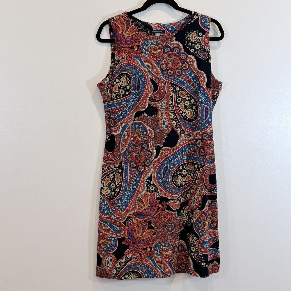 Tommy Hilfiger Travel Dress Sleeveless Knit Paisley Orange Multicolor 10